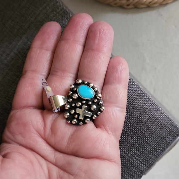 Fabulous NWT Native American Navajo Sterling & Turquoise Puff Heart Pendant - Picture 6 of 9